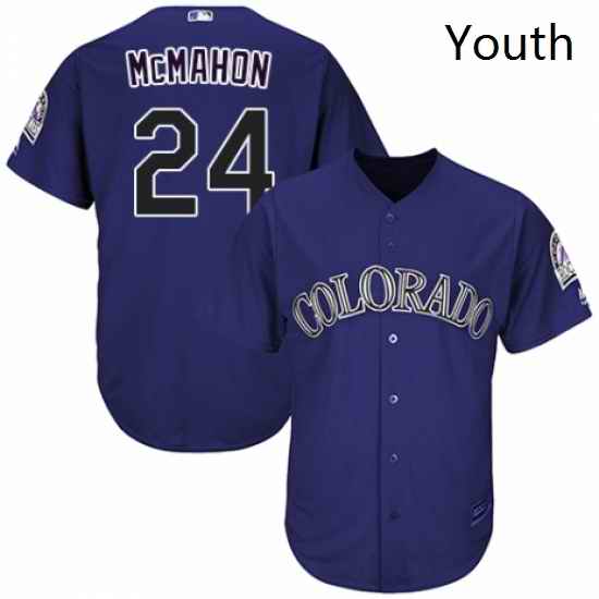 Youth Majestic Colorado Rockies 24 Ryan McMahon Replica Purple Alternate 1 Cool Base MLB Jersey
